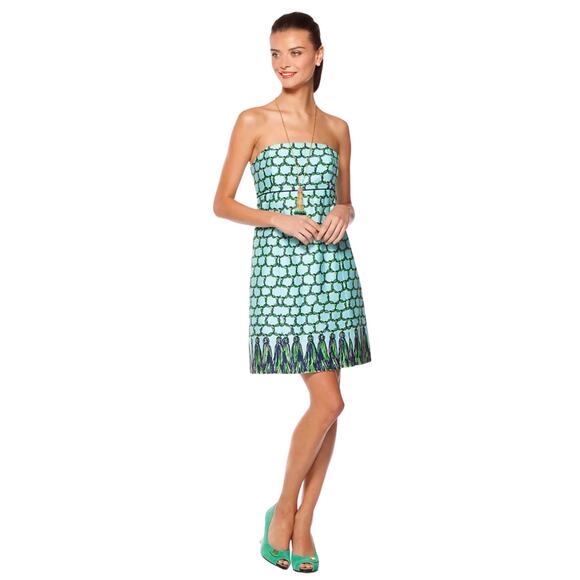 Lilly‎ Pulitzer Bowen Cameo White Macrame Me Print Strapless Dress Size 8 - Picture 3 of 10